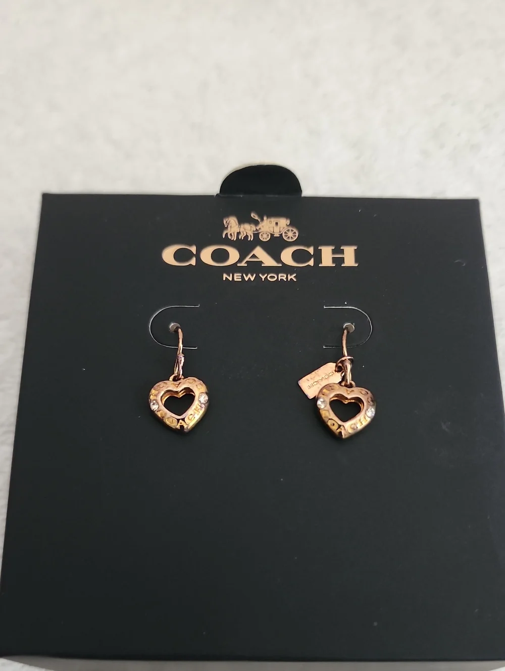 New Coach Heart Drop Earrings - Picture 3 of 8